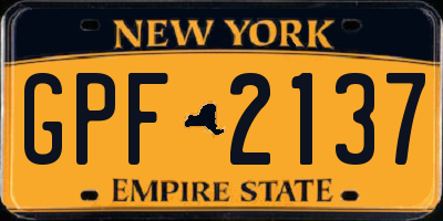 NY license plate GPF2137