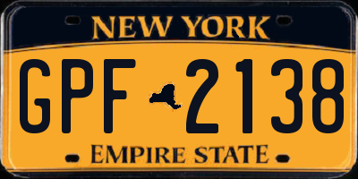 NY license plate GPF2138