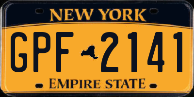 NY license plate GPF2141
