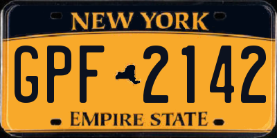 NY license plate GPF2142