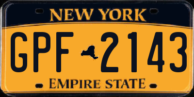 NY license plate GPF2143