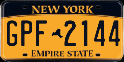NY license plate GPF2144
