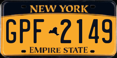 NY license plate GPF2149