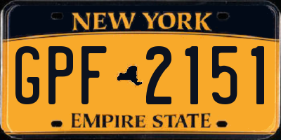 NY license plate GPF2151