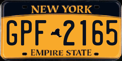 NY license plate GPF2165