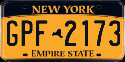 NY license plate GPF2173