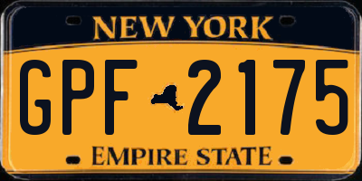 NY license plate GPF2175