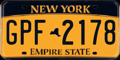 NY license plate GPF2178