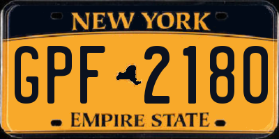NY license plate GPF2180