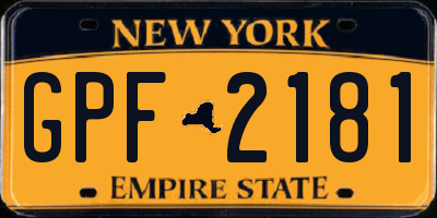 NY license plate GPF2181