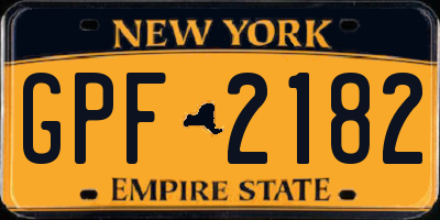 NY license plate GPF2182