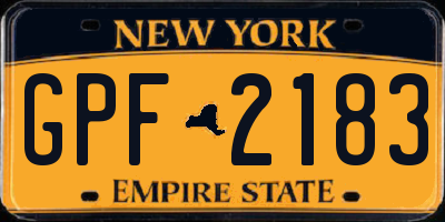 NY license plate GPF2183
