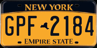 NY license plate GPF2184