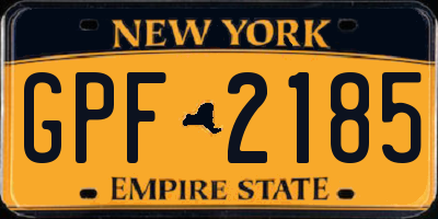 NY license plate GPF2185