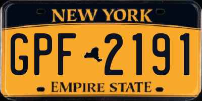 NY license plate GPF2191