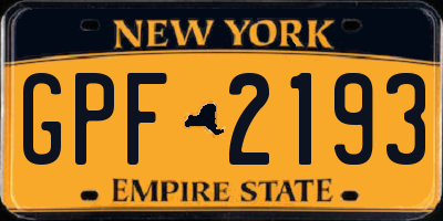 NY license plate GPF2193