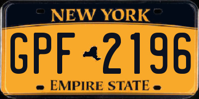 NY license plate GPF2196