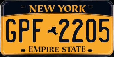 NY license plate GPF2205