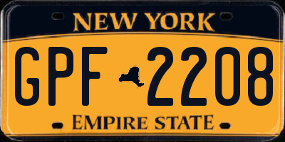 NY license plate GPF2208