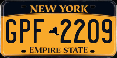 NY license plate GPF2209