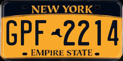 NY license plate GPF2214