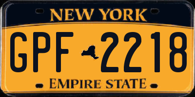 NY license plate GPF2218