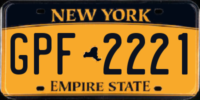NY license plate GPF2221