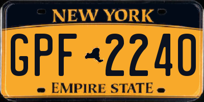 NY license plate GPF2240