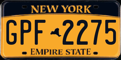 NY license plate GPF2275
