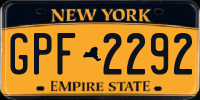 NY license plate GPF2292