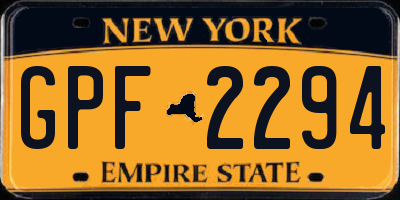 NY license plate GPF2294