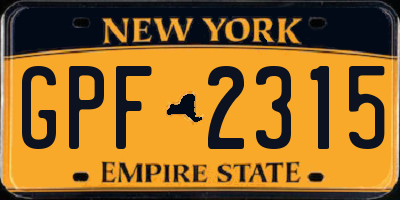 NY license plate GPF2315
