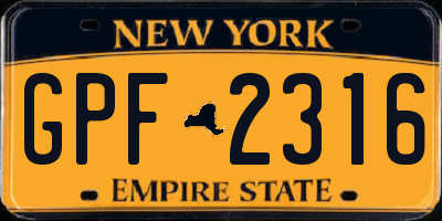 NY license plate GPF2316