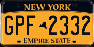 NY license plate GPF2332