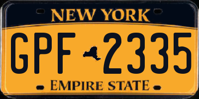 NY license plate GPF2335