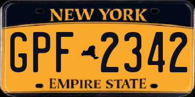 NY license plate GPF2342