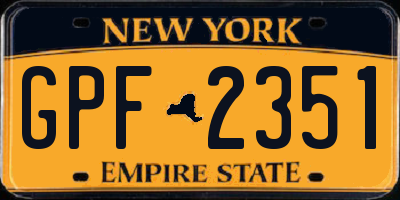 NY license plate GPF2351