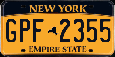 NY license plate GPF2355