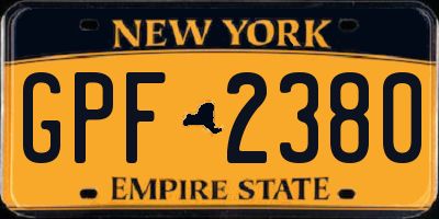 NY license plate GPF2380