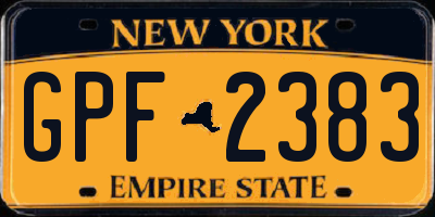 NY license plate GPF2383
