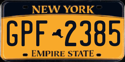 NY license plate GPF2385