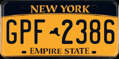NY license plate GPF2386
