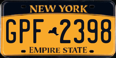NY license plate GPF2398