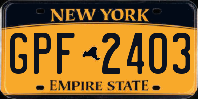 NY license plate GPF2403
