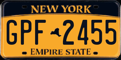 NY license plate GPF2455
