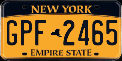NY license plate GPF2465