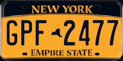 NY license plate GPF2477