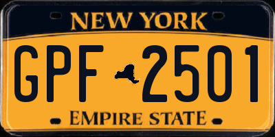 NY license plate GPF2501