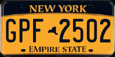 NY license plate GPF2502