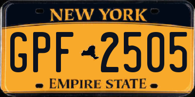 NY license plate GPF2505